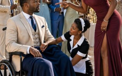 I pretended the accident had broken my bones, so I sat silently in my wheelchair and watched my fiancée laugh mockingly in front of everyone. “Look at you,” she sneered, leaning closer. “Now you’re nothing—just a useless cripple.” No one defended me. Only the maid knelt beside me,