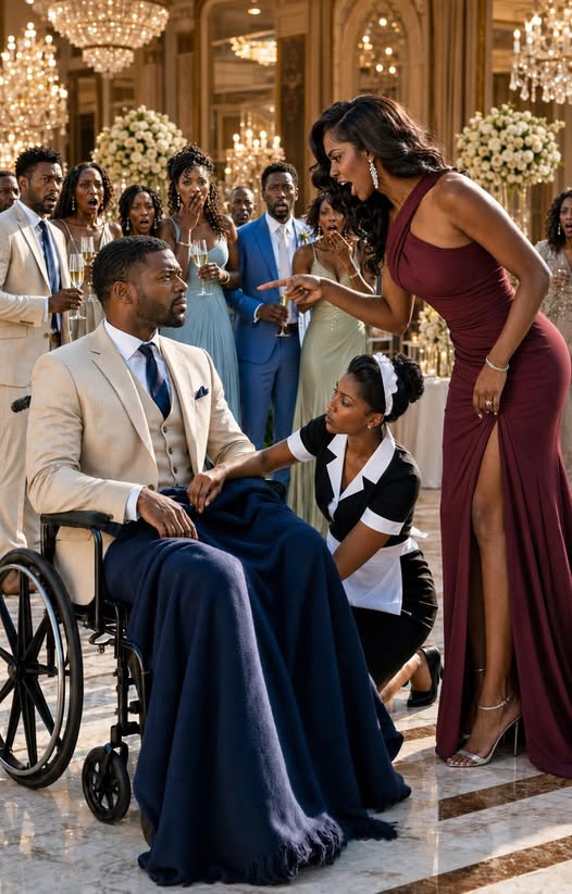 I pretended the accident had broken my bones, so I sat silently in my wheelchair and watched my fiancée laugh mockingly in front of everyone. “Look at you,” she sneered, leaning closer. “Now you’re nothing—just a useless cripple.” No one defended me. Only the maid knelt beside me,