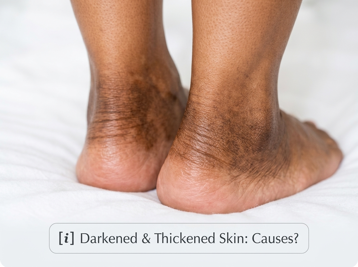 The skin around my ankles is getting darker and thicker over time. What causes this?