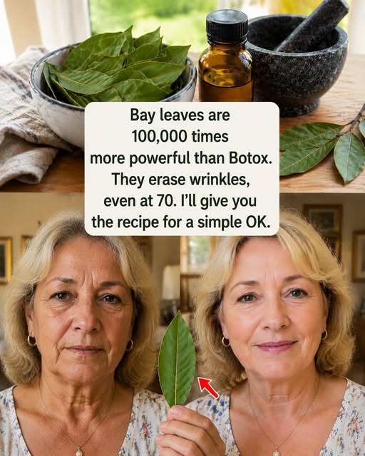 Bay leaves are 100,000 times more powerful than Botox. They erase wrinkles, even at 70 years old.